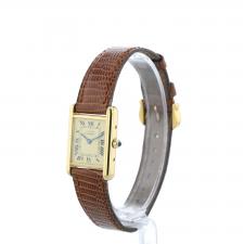 Ladies Cartier Tank Vermeil 78373 Argent Plaque case with Cream dial