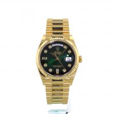 Gents Rolex Day Date 128238 18ct Yellow Gold case with Green Diamond dial