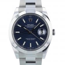 Gents Rolex Datejust 41 126300 Steel case with Blue Fluted Motif dial