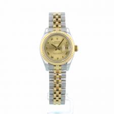 Ladies Rolex Datejust 179173 18ct Yellow Gold   Stainless Steel case with Champagne dial