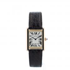 Ladies Cartier Tank Solo W5200024 18ct Yellow Gold case with Silver dial