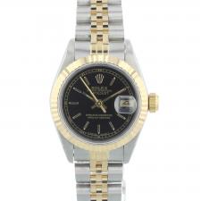 Ladies Rolex DateJust 69173 18ct Yellow Gold   Stainless Steel case with Black dial
