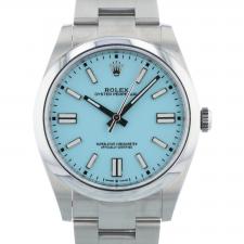Gents Rolex Oyster Perpetual 41 124300 Steel case with Turquoise Blue dial