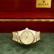Gents Rolex Day Date 18038 18ct Yellow Gold case with Champagne Tapestry dial