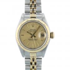 Ladies Rolex Datejust 79173 18ct Yellow Gold   Stainless Steel case with Gilt Tapestry dial