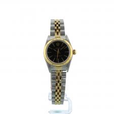 Ladies Rolex Oyster Perpetual 76193 18ct Yellow Gold   Stainless Steel case with Black dial