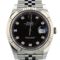Gents Rolex Datejust 41 126334 Steel case with Black Diamond dial