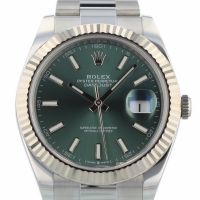 Gents Rolex Datejust 41 126334 Oystersteel case with Mint Green dial