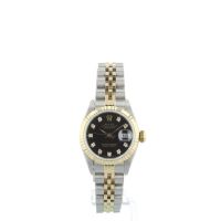 Ladies Rolex DateJust 69173 18ct Yellow Gold   Stainless Steel case with Black Diamond Set  dial