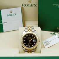 Gents Rolex Datejust 41 126333 18ct Yellow Gold Stainless Steel case with Black Diamond dial