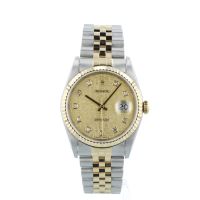 Gents Rolex DateJust 16233 18ct Yellow Gold Stainless Steel case with Champagne Jubilee Diamond dial