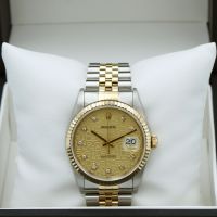 Gents Rolex DateJust 16233 18ct Yellow Gold Stainless Steel case with Champagne Jubilee Diamond dial
