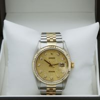 Gents Rolex DateJust 16233 18ct Yellow Gold   Stainless Steel case with Champagne Jubilee Diamond dial