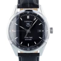 Gents Tag Heuer Twin Time WV2115-0 Steel case with Black dial