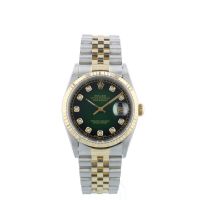 Gents Rolex DateJust 36 16233 18ct Yellow Gold   Stainless Steel case with Green Diamond Set dial