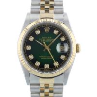 Gents Rolex DateJust 36 16233 18ct Yellow Gold   Stainless Steel case with Green Diamond Set dial